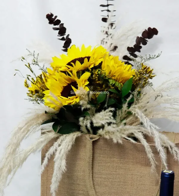 arreglo floral con girasoles